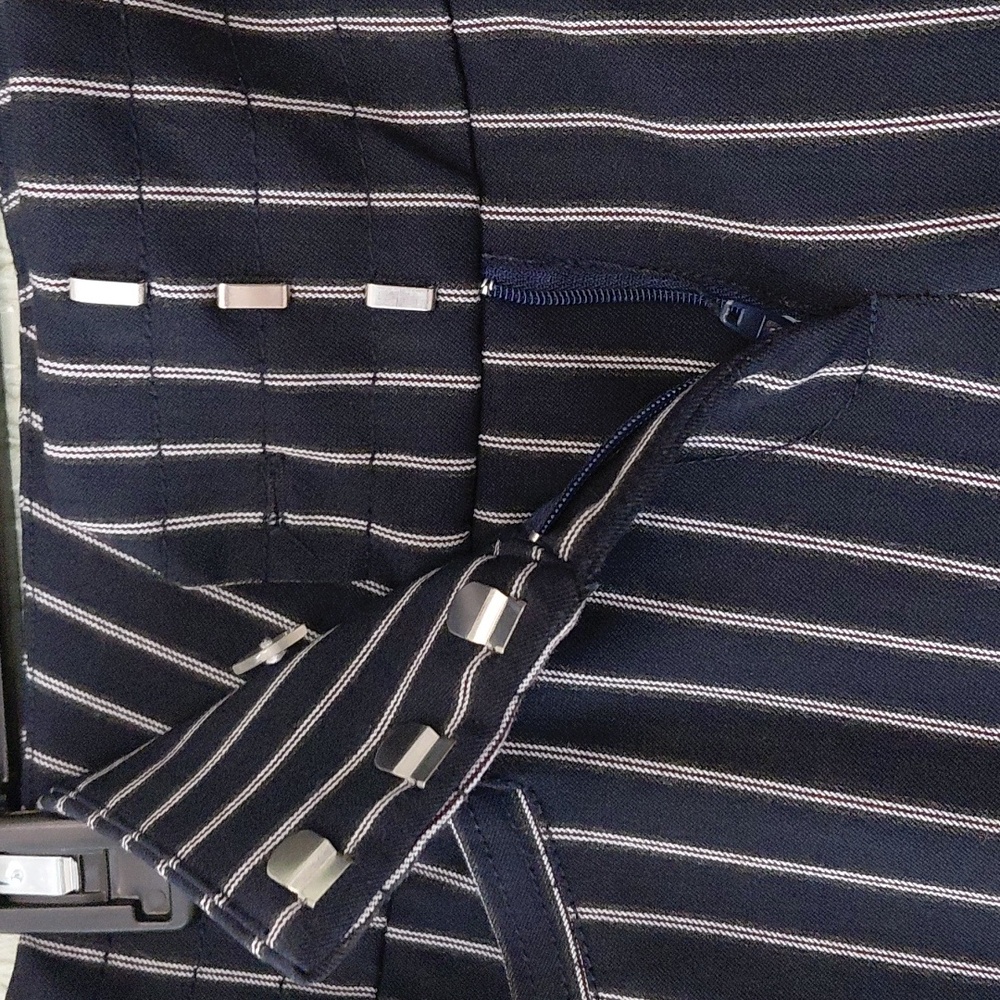 7TH AVE Navy  and White Pinstripe Trousers Pant Straight Business Professional - Picture 5 of 8
